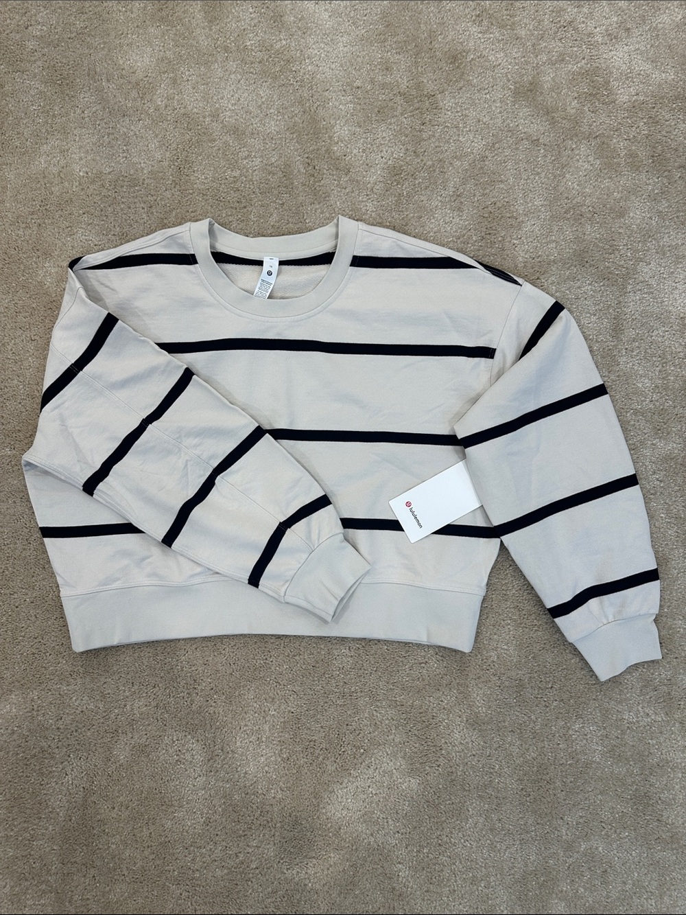 Lululemon Perfectly Oversized Cropped Crew with Stripes Size 10